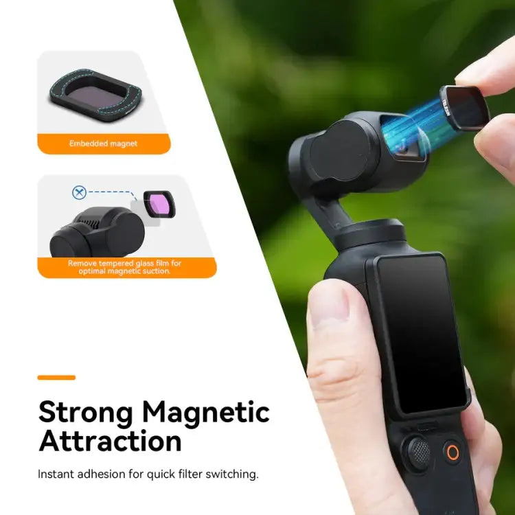 For DJI Pocket 3 TELESIN S5-FLT-03 Magnetic Suction Filter Set CPL+ND16+ND64+ND256 - Action King