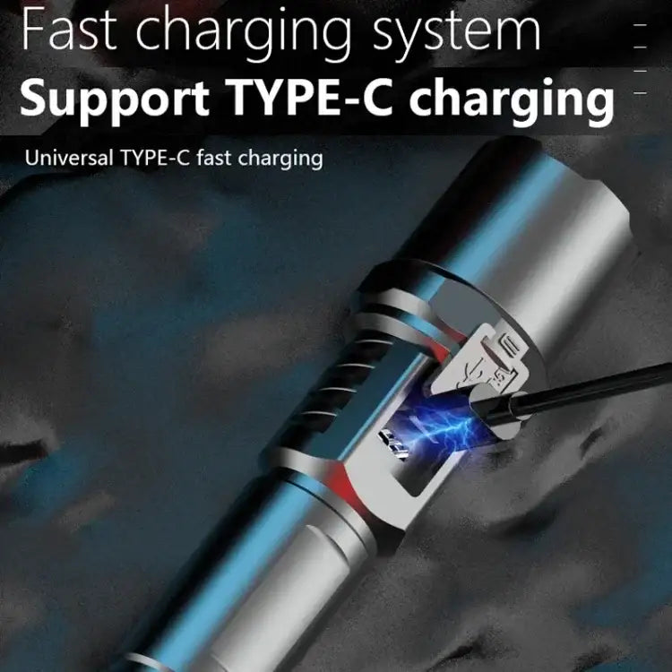 Ladattava LED-taskulamppu zoomilla ja LCD-näytöllä – 3000 mAh