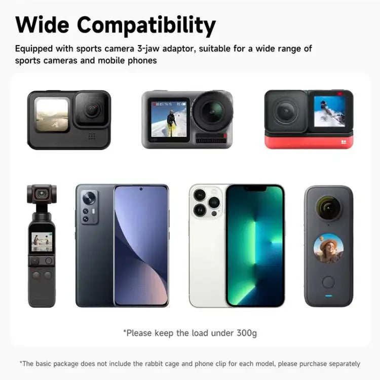 TELESIN Tri-folding Tripod For Sports Camera Mobile Phone Selfie Stand Desktop Fixed Bracket - Action King