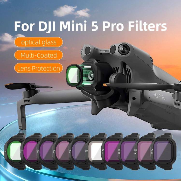 DJI Mini 5 Pro magnetiska linsfilter – skydda och förbättra dina drönarbilder.