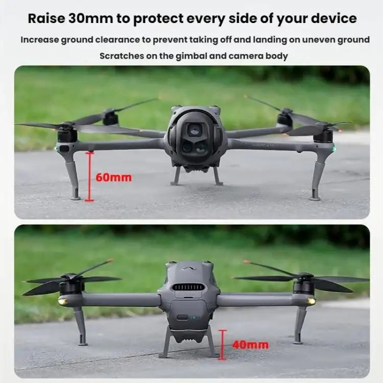 Landningsställ BRDRC till DJI Mavic 4 Pro. Höjer drönaren för säkrare start/landning på ojämt underlag.