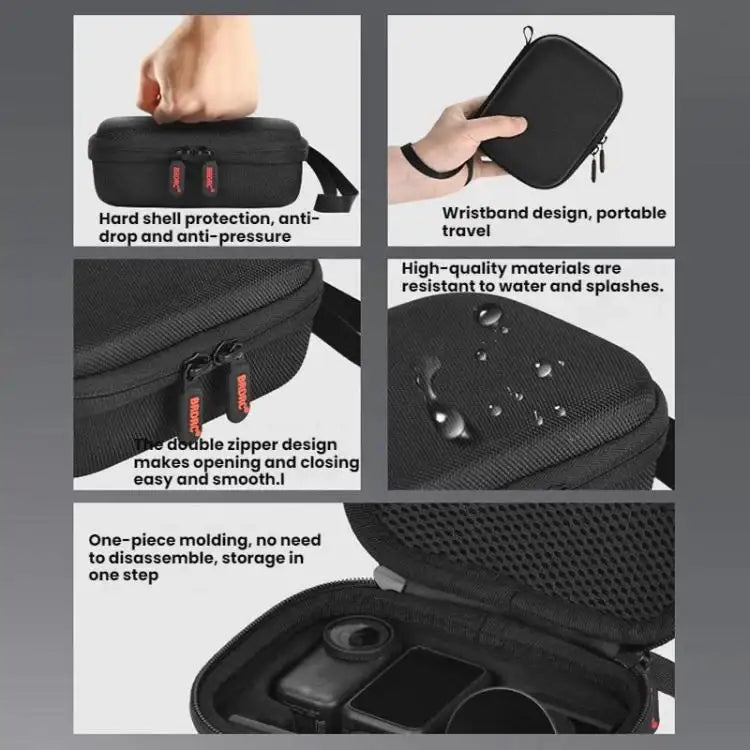 Svart väska för DJI Osmo, skyddar och organiserar din drönare och tillbehör effektivt på resan.