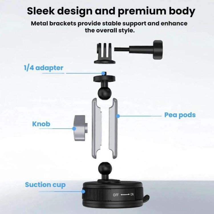 Flymile Auton Imukuppikiinnike DJI Osmo Pocket 3 / Osmo Action 6 / 5 Pro -kameroille