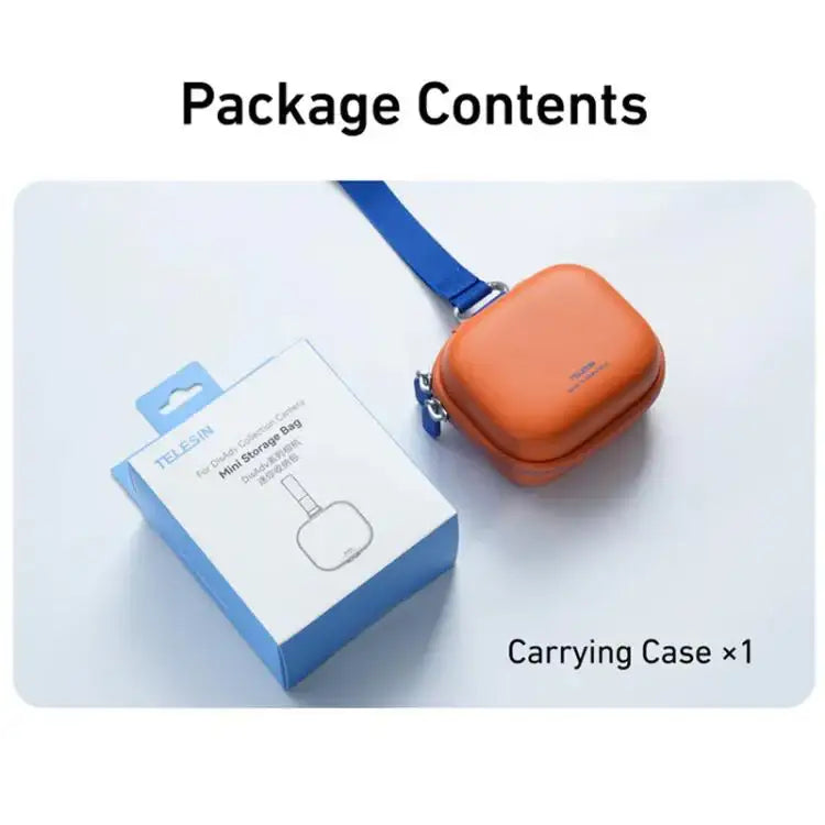 TELESIN Mini Hårdväska för actionkamera: svart, vattentät förvaringslåda med handrem för säker transport.