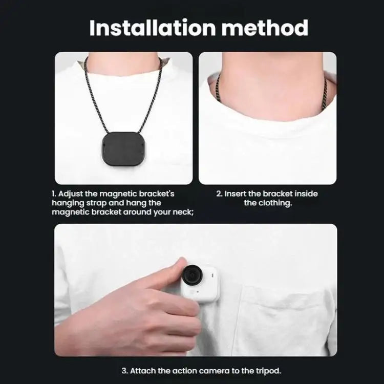 Magneettinen kiinnitys Insta360 GO:lle kaulapidikkeellä