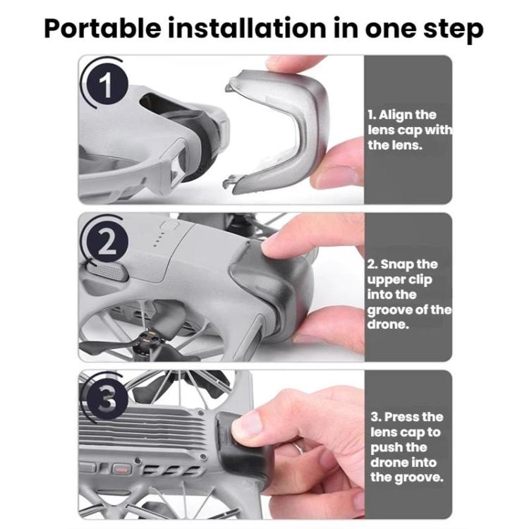 Dammsäkert linsskydd i silikon för DJI Neo 2 Flymile drönare; skyddar linsen mot repor och damm.