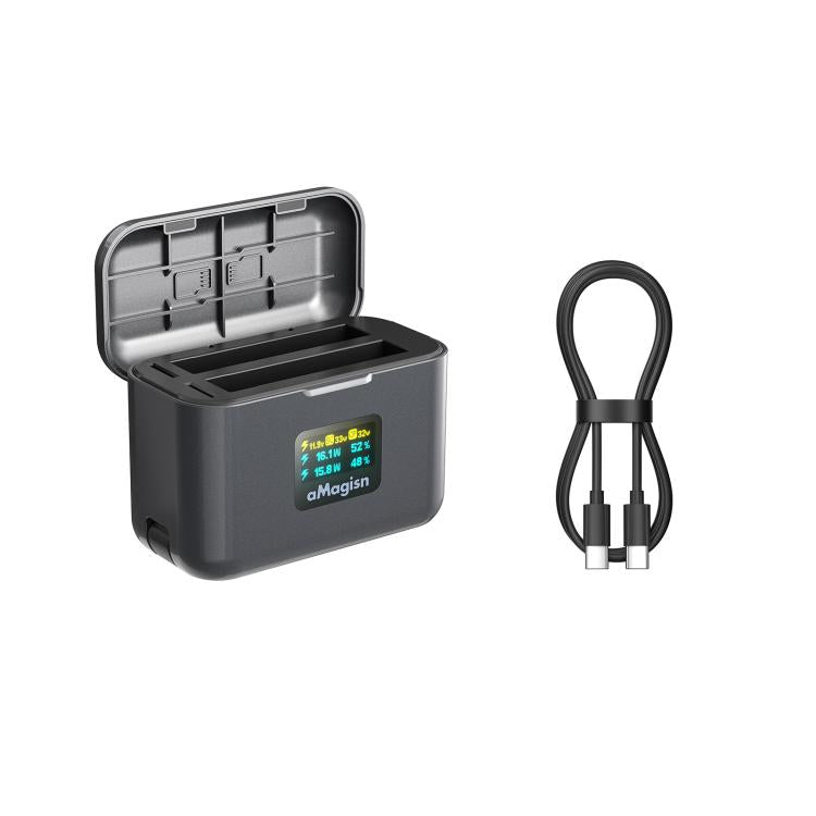 Insta360 X4 -latauskotelo v1 - Insta360 X4 -latauskotelo värinäytöllä