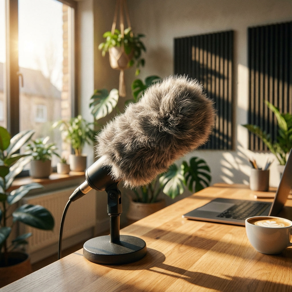 Vindskydd för mikrofon. Mikrofonvindskydd som skyddar mot vindbrus.